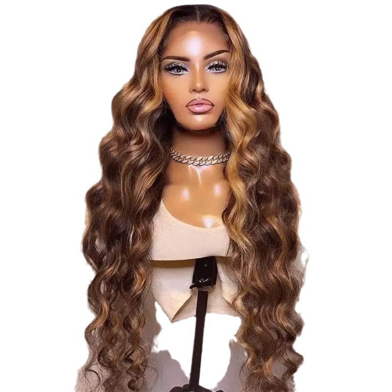 Perruque lace big wave brun foncé – fibre résistante à la chaleur