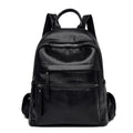 Sac à dos étudiant cuir souple PU grande capacité – noir/marron antivol