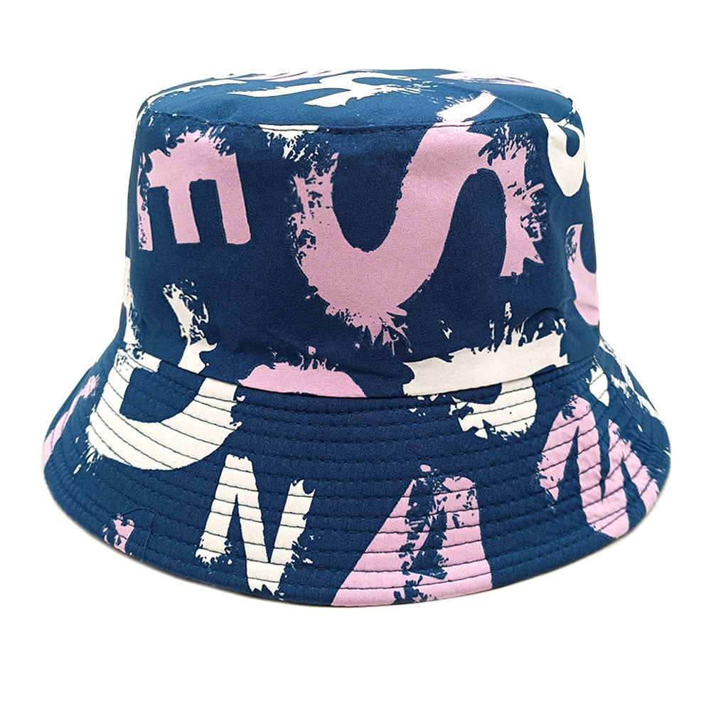 Chapeau bassine double-face anti-UV couple rétro – polyester 5 couleurs