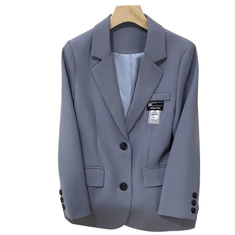 Blazer texturé gris-bleu femme, style designer streetwear viral.