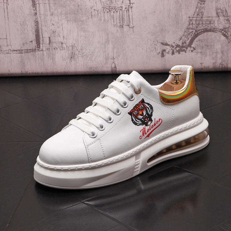 Chaussures sneakers plateforme, coussin d'air, casual chic masculin.