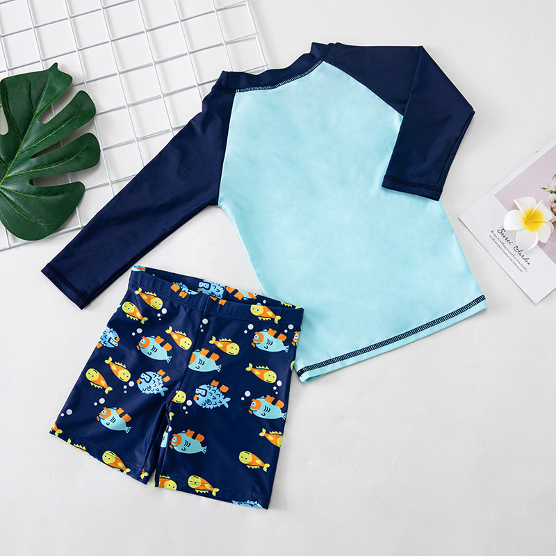 Maillot de bain enfant cartoon hot spring poisson-globe – avec short et chapeau