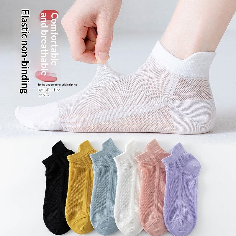 Chaussettes sport fines maille cheville femmes – polyester coton 6 couleurs