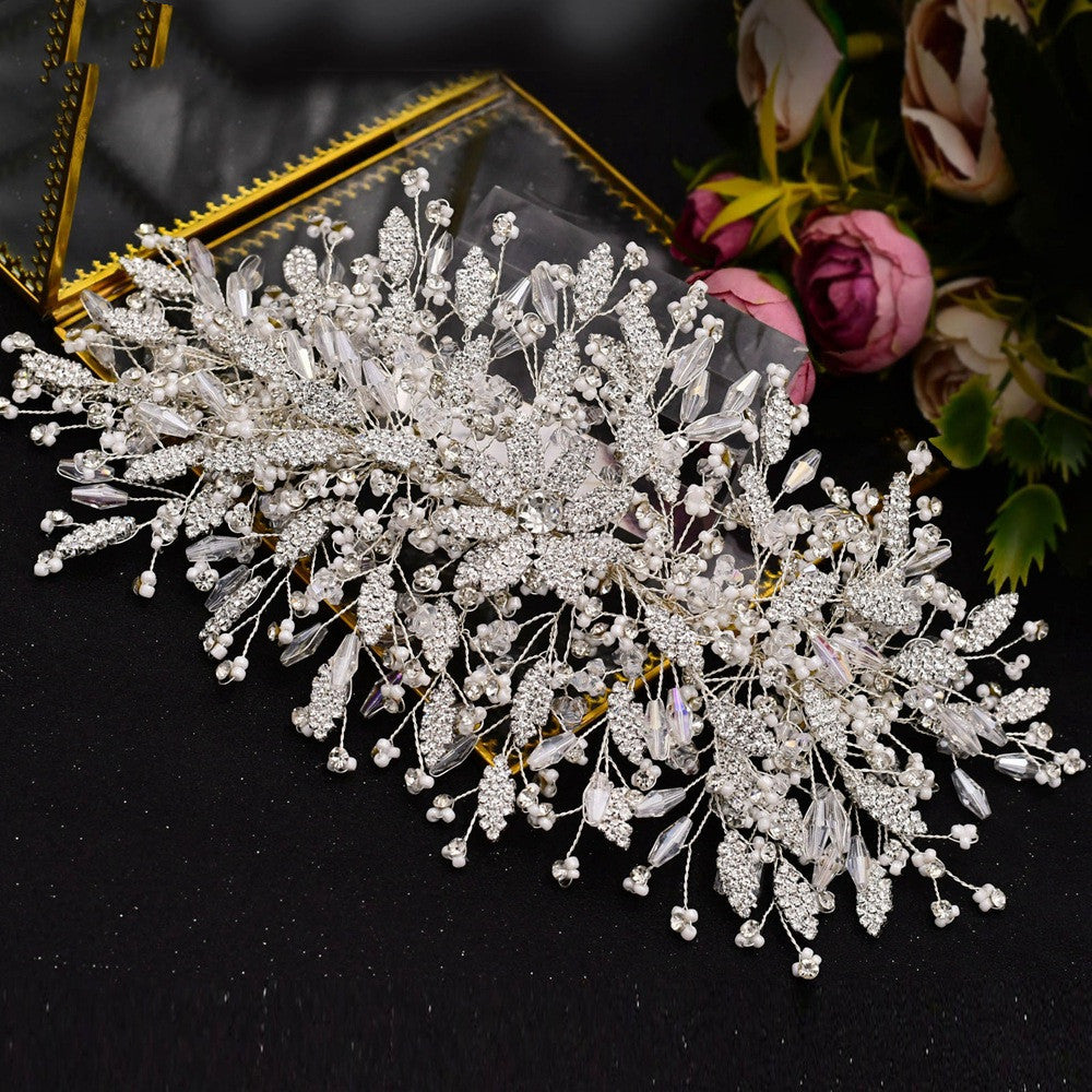 SERRE-TÊTE MARIÉE FAIT MAIN FEUILLES STRASS – ACCESSOIRE MARIAGE ÉLÉGANT