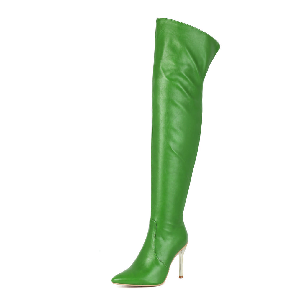 Bottes cuissardes femme bout pointu talon stiletto