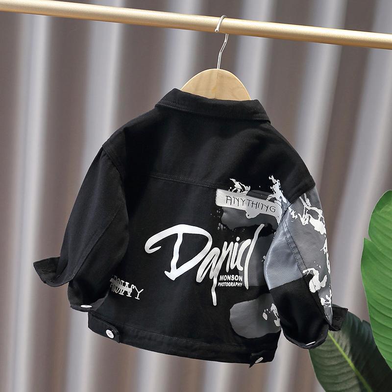 Veste denim streetwear bébé garçon noir – automne Carvose Chic