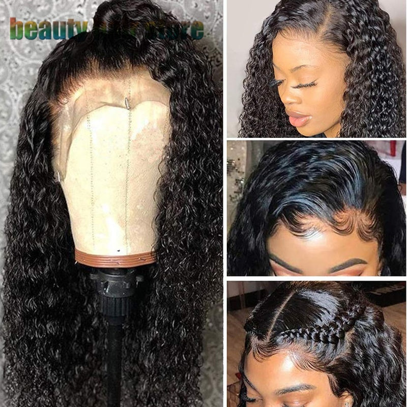 Perruque lace front brésilienne kinky curly 150% – cheveux naturels 8-24 pouces