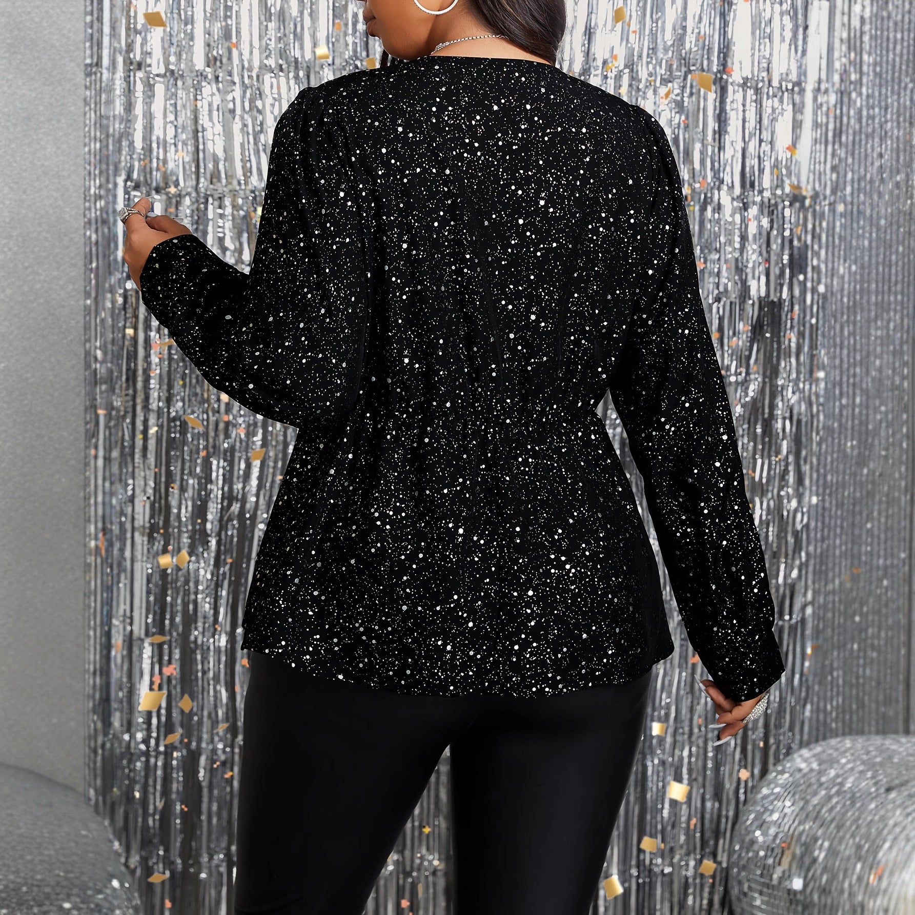 Haut Paillettes Manches Longues