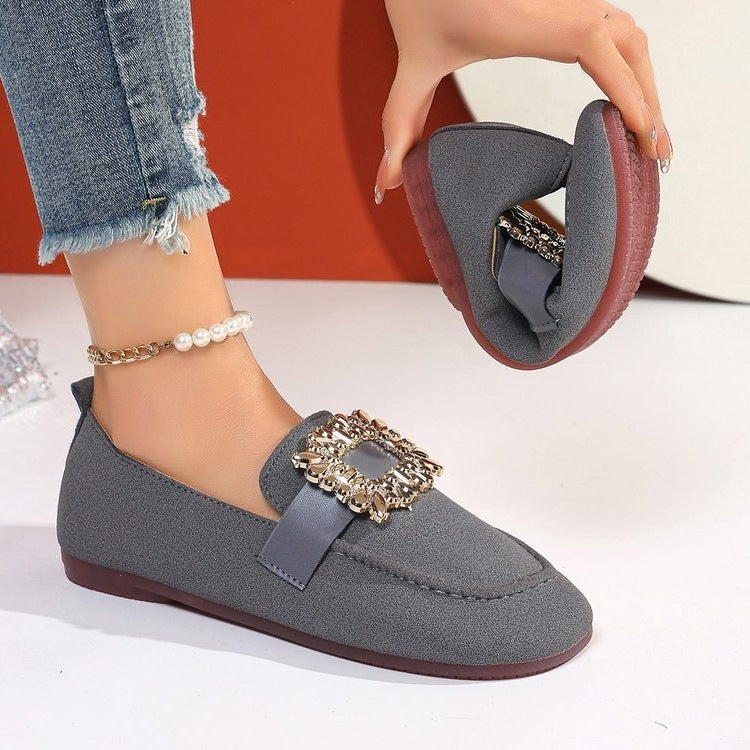 Mocassins square toe unisexe cuir synthétique – noir/marron