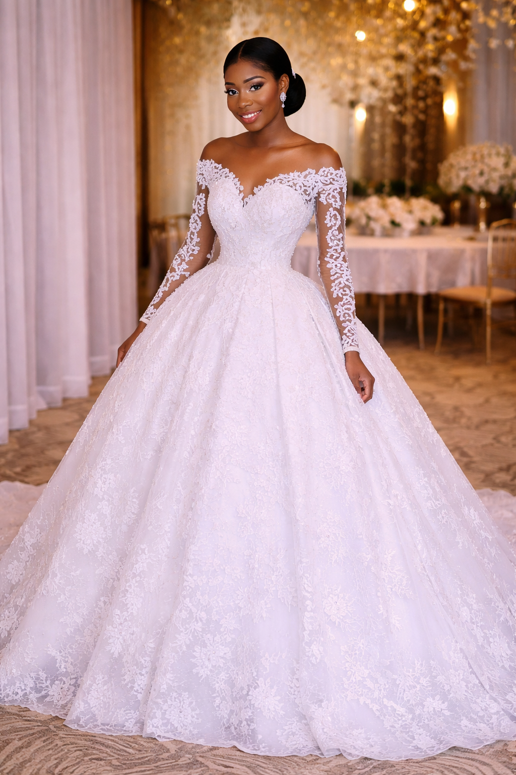 ROBE DE MARIÉE PERSONNALISÉE DENTELLE BLANC PERLES – COUPE 3D SUR MESURE