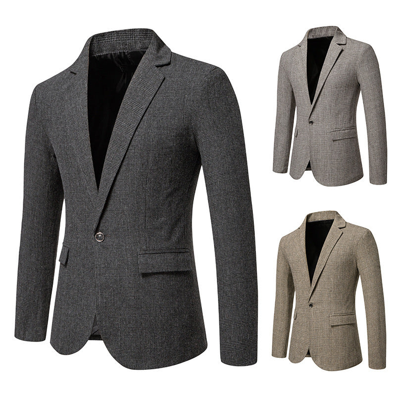 Veste de costume homme en tweed kaki – coupe ample, style casual chic