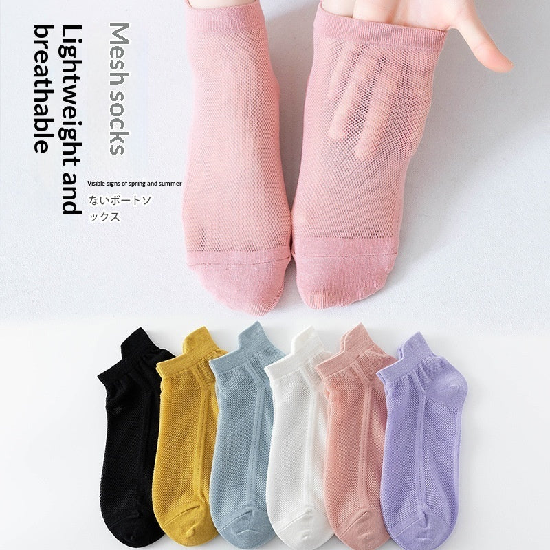 Chaussettes sport fines maille cheville femmes – polyester coton 6 couleurs