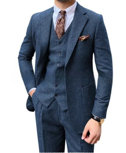 Costume slim herringbone décontracté chic homme
