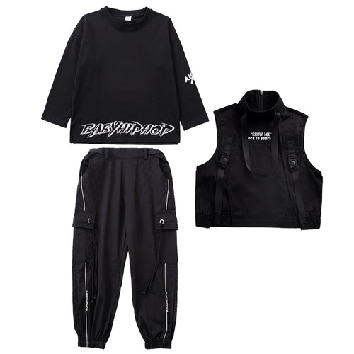 Ensemble enfant hip-hop noir 3 pièces – coton, style street tendance